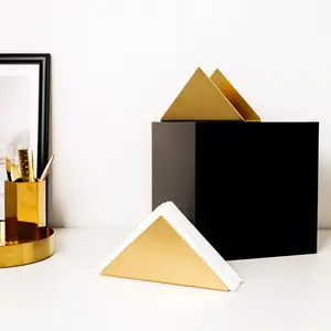 Maxery Ins Роскошная латунная треугольная папка креативный металлический книжный держатель для документов Держатель салфеток для отеля домашнего обеденного стола