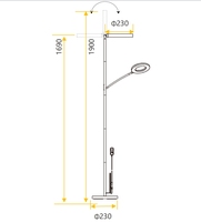 CCT lampu lantai LED dua sisi 2700K hingga 6500K, desain lampu sisi ganda, lampu lantai LED dua kepala kecerahan dapat diredupkan