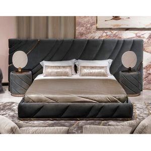 Set di camere da letto di lusso moderno letto matrimoniale morbido letto imbottito con testiera unica Design contemporaneo per hotel - Product Image 4