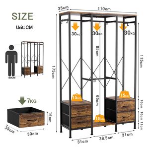 SENYU Bedroom <b>Laundry</b> Room Storage Shelves Clothing Hanging Rods Free Standing Closet Organizer Wardrobe Cloth Hanger <b>Stand</b> - Product Image 3
