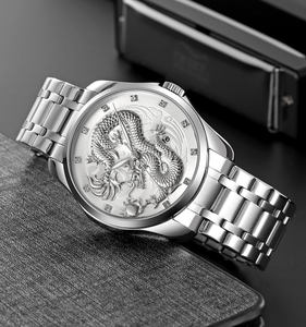 Montre à quartz au design 3D Dragon, très vendue, montre de luxe avec bracelet en acier inoxydable, personnalisable avec logo OEM, cadeau idéal - Product Image 3