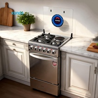 Cuisinière à gaz et électrique autonome Xunda à 4 brûleurs en acier inoxydable avec four et gril