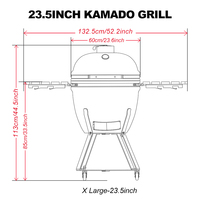SEB KAMADO 23,5 Zoll BBQ-Grill für Draußen, Barbecue-Grill, Smoker, Kamado Parrilla Asadores, Keramikgrill