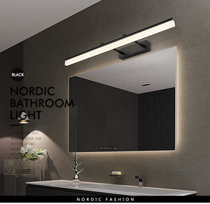Lámparas de Baño <span class=keywords><strong>LED</strong></span> Modernas de 24 Pulgadas, Negras, sobre el <span class=keywords><strong>Espejo</strong></span>, Iluminación para Baño, Lámparas de Baño Negras Mate - Product Image 2