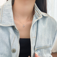 S925 Mini Collier Croissant pour Femme Design de Niche Tendance avec Diamant et Or Plaqué Or pour Fiançailles ou Anniversaire