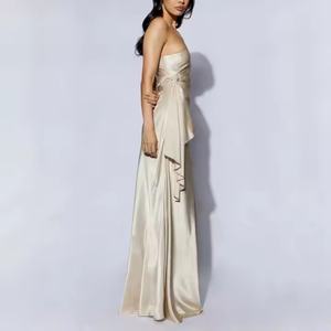 Robe de Soirée Élégante et Modeste en Satin, Coupe Droite, Taille Fine, Épaule Unique, Sexy, pour Bal de Promo, Vente en Gros Personnalisée - Product Image 3