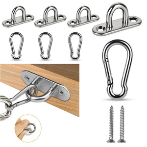Stainless Steel Fixed Plate Door Buckle Long Oval <b>Snap</b> <b>Hook</b> Load Bearing Outdoor Use - Product Image 5