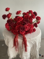 Boule de fleurs artificielles W-D044, boule de fleurs rouge, nouveau design de boule de fleurs, centre de table pour mariage, décoration de table de fête