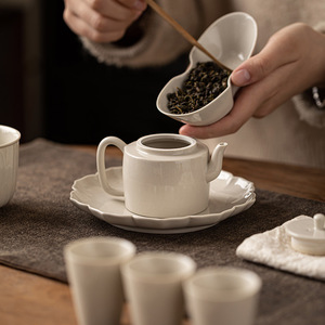 Guanlan Wood Ash Porcelain Teapot With Lid Small Kung Fu <b>Tea</b> <b>Set</b> For Afternoon <b>Tea</b> - Product Image 3