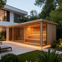 Sauna extérieur commercial carré symétrique, grande cabine à vapeur traditionnelle pour 10 personnes, idéale pour hôtel, jardin, bien-être