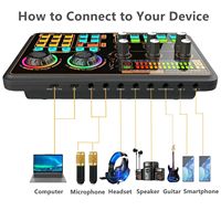 Kondensor Profesional 48V Kardioid XLR Tipe C Desktop Nirkabel Streaming Podcas Pengubah Suara Audio Mixer Peredam Kebisingan RGB
