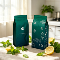 Sachet à fermeture éclair personnalisé en PE de qualité alimentaire, grand format, à fond carré, avec valve, pour emballage de café en grains, de café torréfié et d'aliments pour animaux de compagnie