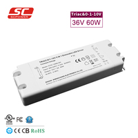 Fuente de Alimentación de Voltaje Constante AC-DC SC 21.5-25.5V 2.5A 60W, Controlador LED con Atenuación Triac 0/1-10V PWM 5 en 1