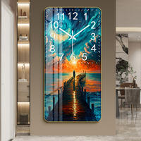 SQ décoration de la maison moderne paysage horloge murale peinture art décor salon horloge murale de luxe avec peinture