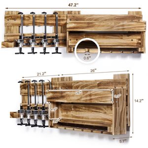 Étagère à <span class=keywords><strong>alcool</strong></span> en bois suspendue murale en bois avec <span class=keywords><strong>porte</strong></span>-bouteilles <span class=keywords><strong>porte</strong></span>-verres à pied - Product Image 4