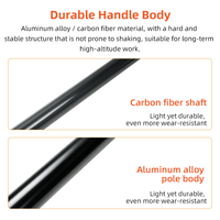 Perche télescopique en aluminium avec clips de verrouillage orange, perche d'extension universelle avec embout à vis métallique, poignée confortable pour le nettoyage léger