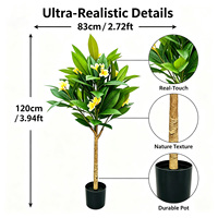 Arbre artificiel de frangipanier démontable de 120 cm, faux plumeria en pot pour la décoration de parcs à thème tropicaux, entrées d'hôtels et patios