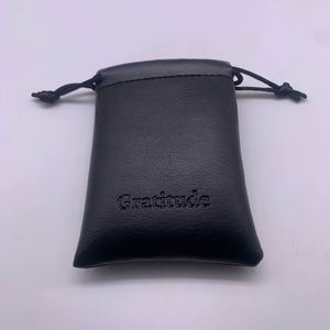 Best Selling Custom Velvet PU Leather <b>Drawstring</b> Headphone <b>Pouch</b> Screen Printed Design Cheap Custom Dust Bag for Jewelry Gift - Product Image 6