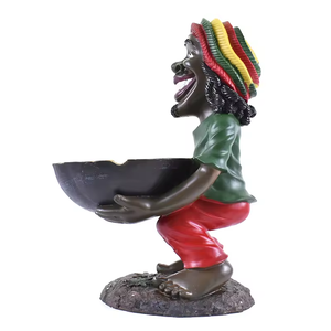 Vente en <span class=keywords><strong>gros</strong></span>, <span class=keywords><strong>cendrier</strong></span> d'extérieur super large avec support en résine, <span class=keywords><strong>cendrier</strong></span> Rasta jamaïcain, grands cendriers manuels modernes avec rangement LED - Product Image 4