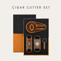 Ensemble coupe-cigares marron, cendrier à cigares, coupe-cigares guillotine, coupe-cigares en V, perforateur, porte-clés, 4 pièces, cadeau pour hommes, accessoire de bar, vente en gros