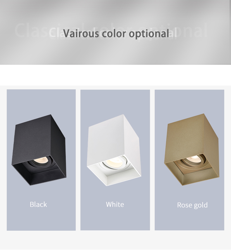 Aluminum Adjustable Surface Mounted LED Downlight Square Modern Black GU10 Anti Glare