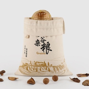 Sacs de rangement en toile de coton écologiques avec cordon de serrage pour l'emballage de la farine, du riz, des graines de soja - Taille personnalisée, sac cadeau durable - Product Image 2
