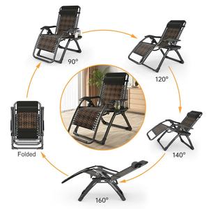 <span class=keywords><strong>Chaise</strong></span> <span class=keywords><strong>longue</strong></span> zéro gravité pliable en métal et rotin PE, réglable, pour extérieur, piscine, plage et loisirs - Product Image 5