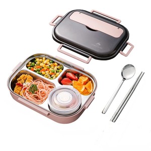 Nouvelle tendance de qualité alimentaire isolé enfant étudiant en plastique métal 304 acier inoxydable bento boîte à lunch avec compartiment