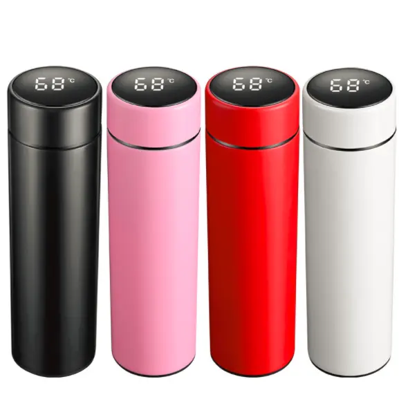 Colorful Painting 500ml Double Wall Stainless Steel Water Bottle Led Temperature