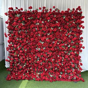 Muro de Flores Artificiales de Rosas al por Mayor, Rollo de Tela con Fondo de Flores para Decoración de Bodas - Product Image 2