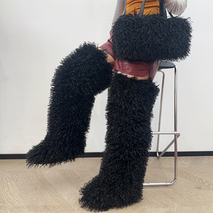 Sepatu Bot Musim Dingin Murah 72cm Bulu Imitasi Wanita Sepatu Bot Salju Setinggi Lutut Sepatu Bot Berbulu - Product Image 6