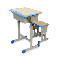 Ensemble de mobilier scolaire standard économique : bureau et chaise individuels réglables en métal pour salle de classe et bureau à domicile