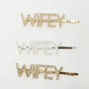 HLY vente en gros accessoires de cheveux de mariée WIFEY bling strass cristal diamant perle pince à cheveux épingle pour les femmes