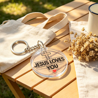 Porte-clés personnalisé Jésus en acrylique, vente en gros, impression plastique transparente, porte-clés religieux chrétien, porte-clés Jésus personnalisé