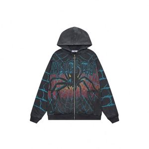 Felpa con Cappuccio di Alta Qualità in Cotone Pesante, Abbigliamento Streetwear Y2K per <span class=keywords><strong>Uomo</strong></span>, Felpa con Zip VALLEY Retro Graffiti - Product Image 6