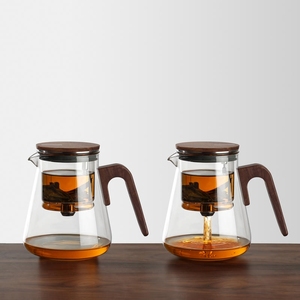 BP12 Théière en <span class=keywords><strong>verre</strong></span> magnétique avec infuseur, vente directe usine, avec couvercle rotatif magnétique et couvercle en bois, en <span class=keywords><strong>verre</strong></span> transparent - Product Image 1