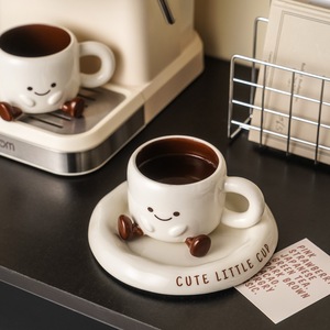 New Style Cartoon Minimalist Ceramic Coffee <strong>Cup</strong> Saucer Set Gift Box-250mL Perfect Gift for Home Car Use; Wholesale Available - Product Image 4