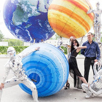 Ballon astral géant gonflable personnalisé de l'exposition de Moscou modèle ballon terrestre de sphère artistique hermétique pour une utilisation événementielle