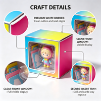 Boîte à jouets personnalisée effet arc-en-ciel, boîte en papier holographique dégradé pour l'emballage de poupées de collection