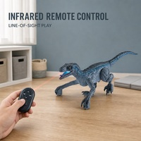 LKTOYS RC Dinosaure Velociraptor infrarouge électrique de simulation (gris et bleu) avec son et lumières