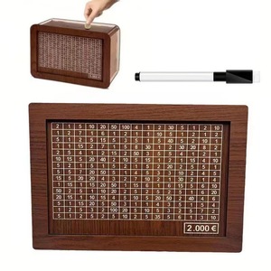 Caja de ahorro de madera cuadrada moderna, alcancía para el hogar con objetivo de moneda, Material de papel con logotipo impreso para regalo promocional - Product Image 1