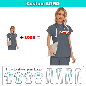 Uniformes Médicos Personalizados con Logotipo para Salón de Belleza, Spa, Enfermería, Doctor, Hospital, Conjuntos de Pantalones Deportivos de Poliéster y Elastano - Product Image 2
