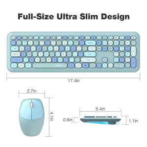 2.4G Ultra Thin Full Size Mixed Color <b>Keyboard</b> Mouse Set Wireless <b>Keyboard</b> and Mouse Combo for PC Desktop Laptop Windows - Product Image 2