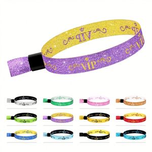 Bracelets jetables en tissu polyester tissé VIP avec logo personnalisé pour l'enregistrement d'événements - Product Image 3