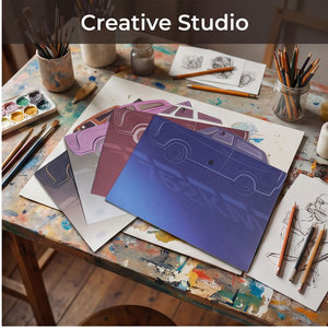 Cartella Portadocumenti <span class=keywords><strong>A4</strong></span> Creativa a Forma di Auto d'Epoca, Organizzatore da Scrivania Colorato, Cancelleria Estetica per Ufficio, Scuola e Casa - Product Image 3