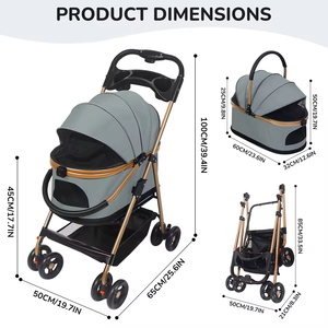 Passeggino pieghevole a 4 ruote di lusso <span class=keywords><strong>per</strong></span> animali domestici con supporto rimovibile a 360 gradi <span class=keywords><strong>per</strong></span> trasportini da viaggio e prodotti da viaggio - Product Image 2