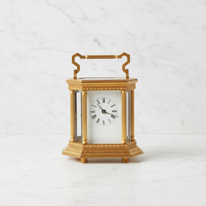 Reloj de Carruaje de 8 Días con Plataforma Visible y Escape de Carruaje, Estilo Columna Dorica Hexagonal de Latón Dorado Medio - Product Image 2