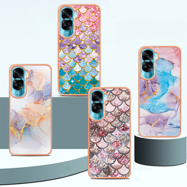 Marble Flower Texture Shockproof TPU Bumper Phone Case for Huawei Honor 200 90 X7B X8B X9B X6A X9A X8A X7A Magic 5 Lite IMD