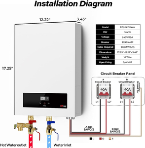 Chauffe-eau sans réservoir numérique 14KW 240V avec couvercle métallique, chauffage instantané puissant pour salle de bain, 8KW-11KW - Product Image 4