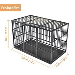 Çiğnemeye Dayanıklı Metal Köpek Kafesi, Üstü Açık Büyük Köpek Kulübesi, Çıkarılabilir Tepsili - Product Image 4